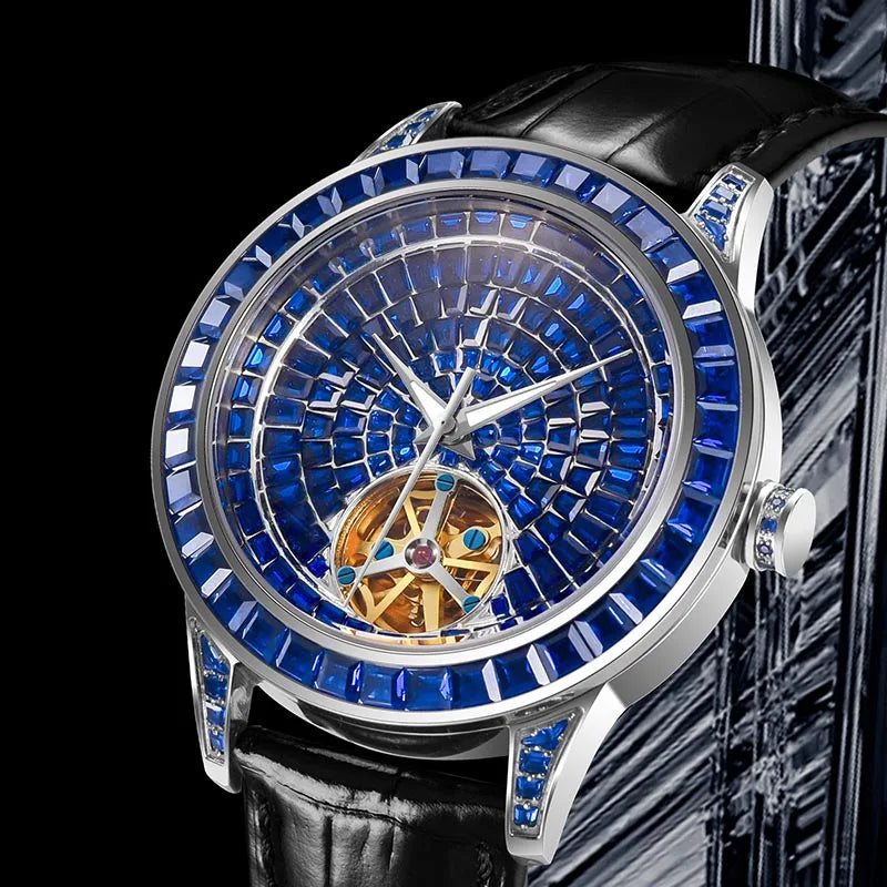 Montre Mécanique Squelette Full Diamond Homme – CLEVI Paris