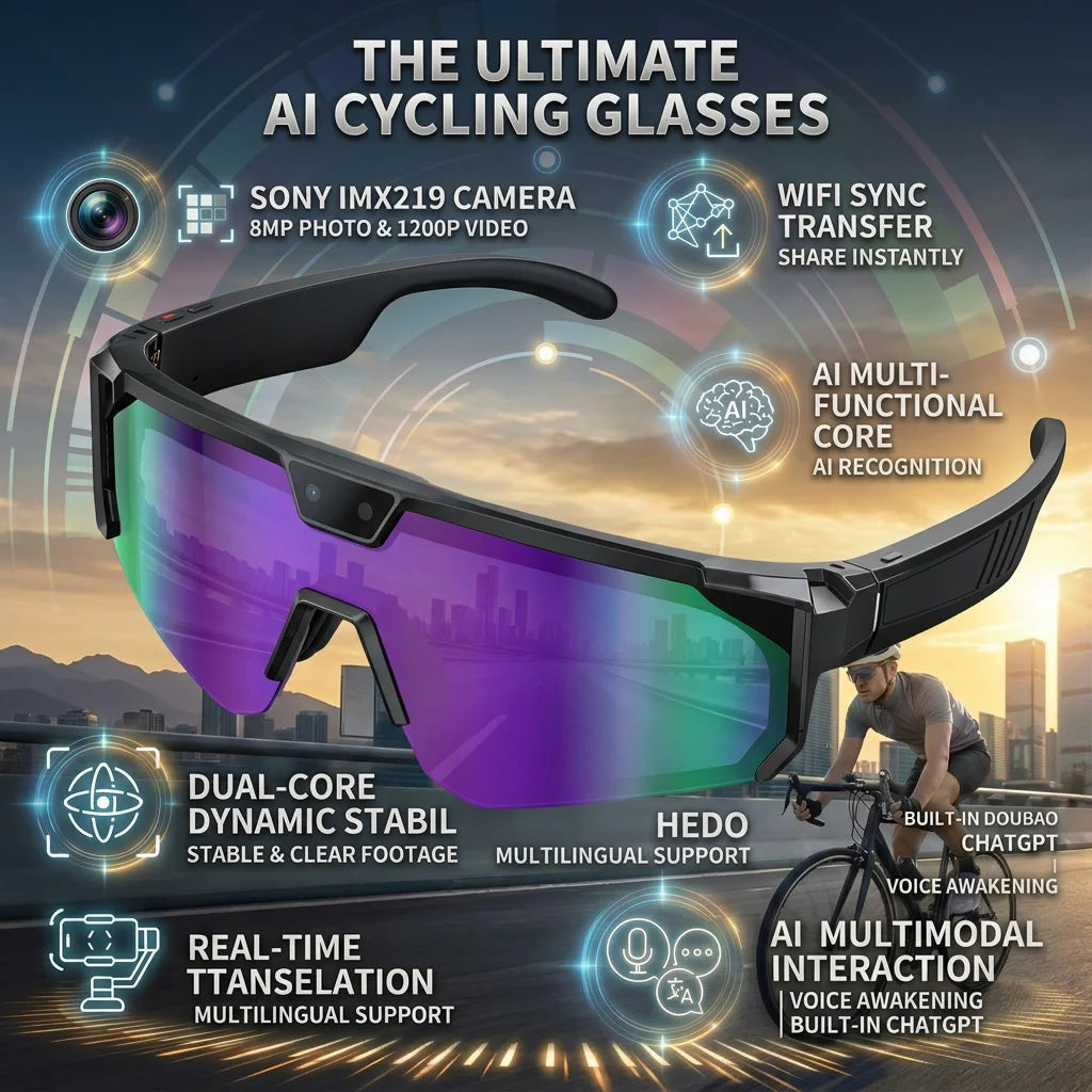 Lunettes Intelligentes AI GUHUAVMI Q01 Caméra 8MP Wi-Fi Bluetooth Assistant Vocal – CLEVI Paris