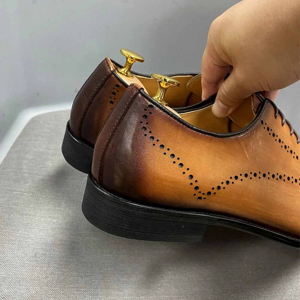 Oxford Brogue Wingtip Cuir Veau Véritable Homme | US 7-12 Bureau Mariage