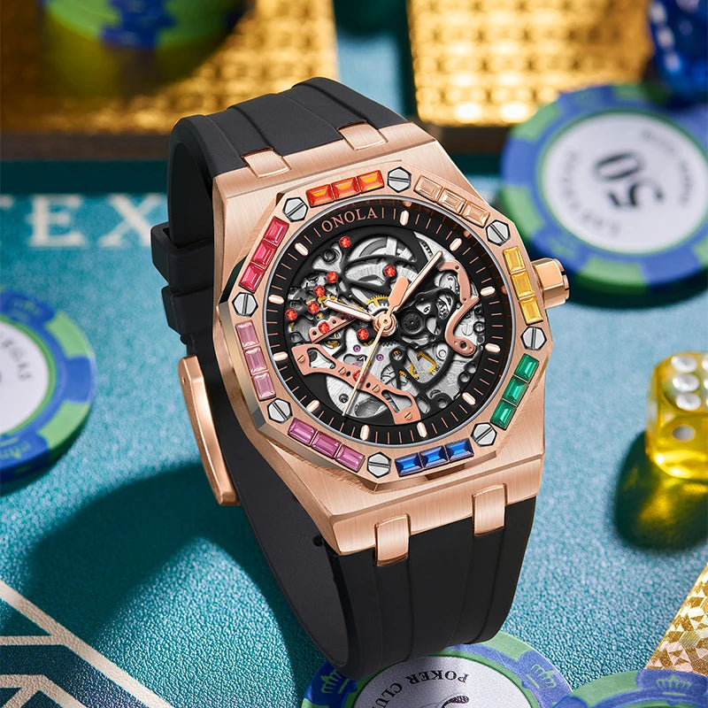ONOLA ON3834D – Montre Automatique Homme | Style Militaire, Lumineux, Étanche 3 Bar