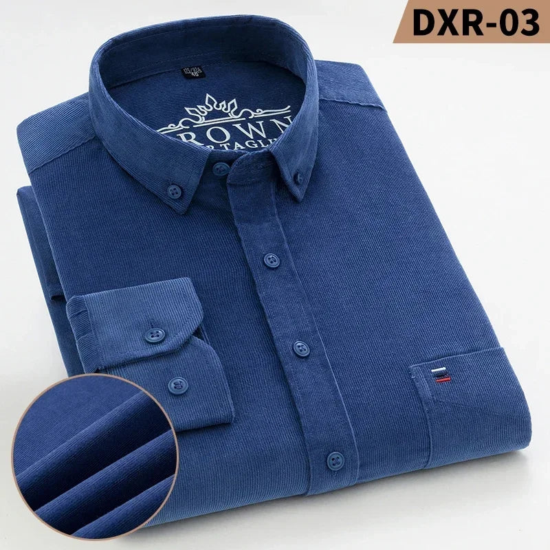 Chemise Corduroy Homme Grande Taille 100% Coton Manches Longues – S à 7XL – CLEVI Paris