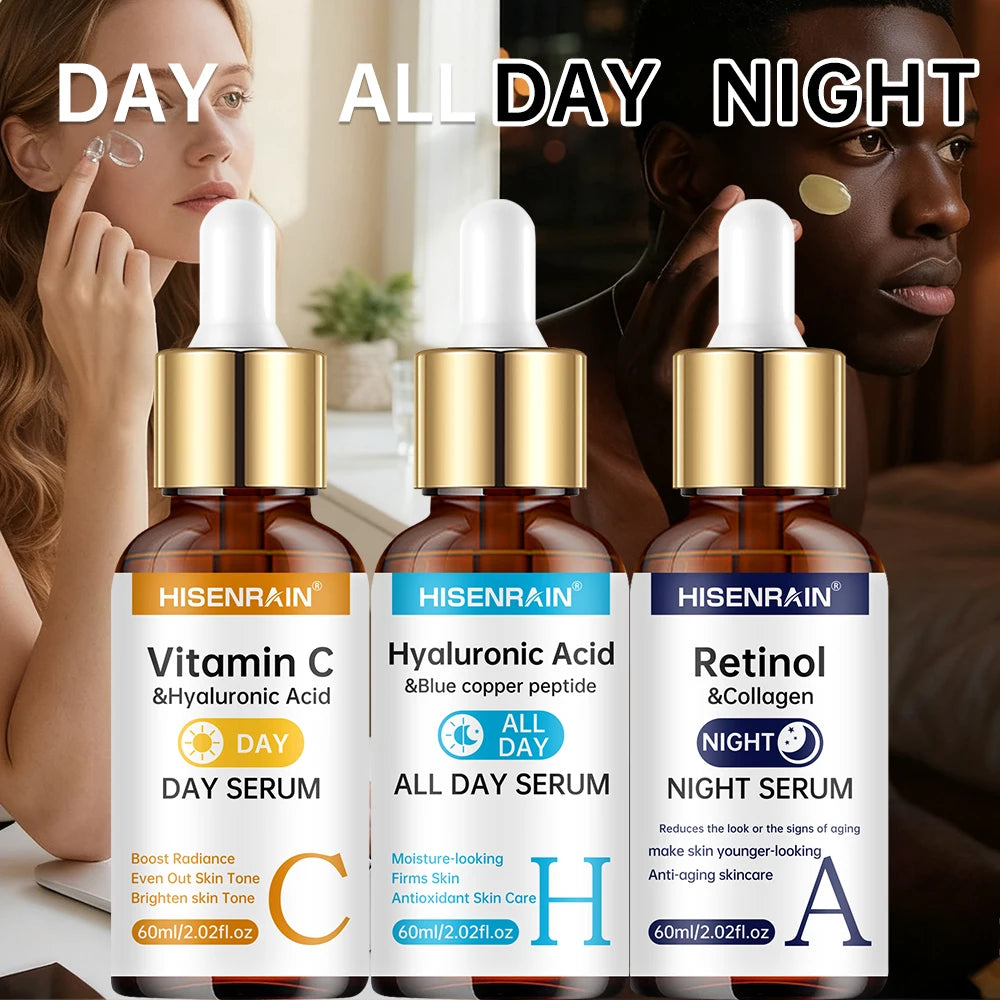 Sérum Visage HISENRAIN | Vitamine C + Rétinol + Acide Hyaluronique | Anti-Âge & Éclat | Certifié CPNP – CLEVI Paris