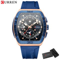 Montre Chronographe Homme CURREN – Boîtier Tonneau, Bracelet Silicone Sport
