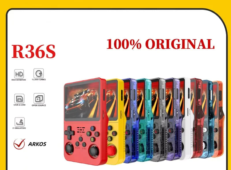 Console Portable R36S Rétro 3.5" IPS ArkOS 20000+ Jeux 64Go/128Go – CLEVI Paris
