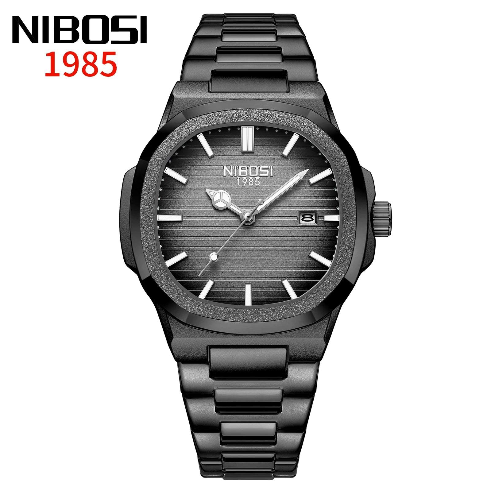 Montre NIBOSI 2632 – Quartz Sport, Boîtier Carré Alliage, Bracelet Acier Inoxydable, Étanche 3 ATM – CLEVI Paris