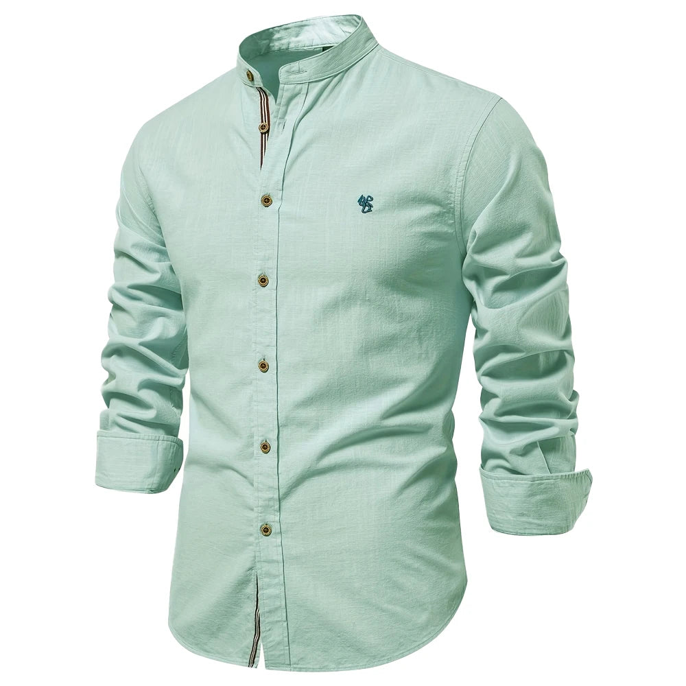 Chemise Homme 100% Coton – Manches Longues, Coupe Droite, Style Casual Premium