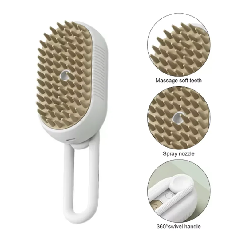 Brosse Toilettage Chat Spray Vapeur Intégré Pliable 1 Bouton — CLEVI Paris