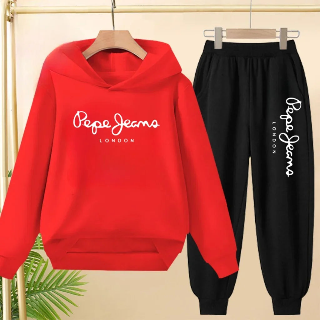 Ensemble Sweat à Capuche + Pantalon Enfant 3-13 Ans – Imprimé Lettres, Unisexe, Toutes Saisons – CLEVI Paris