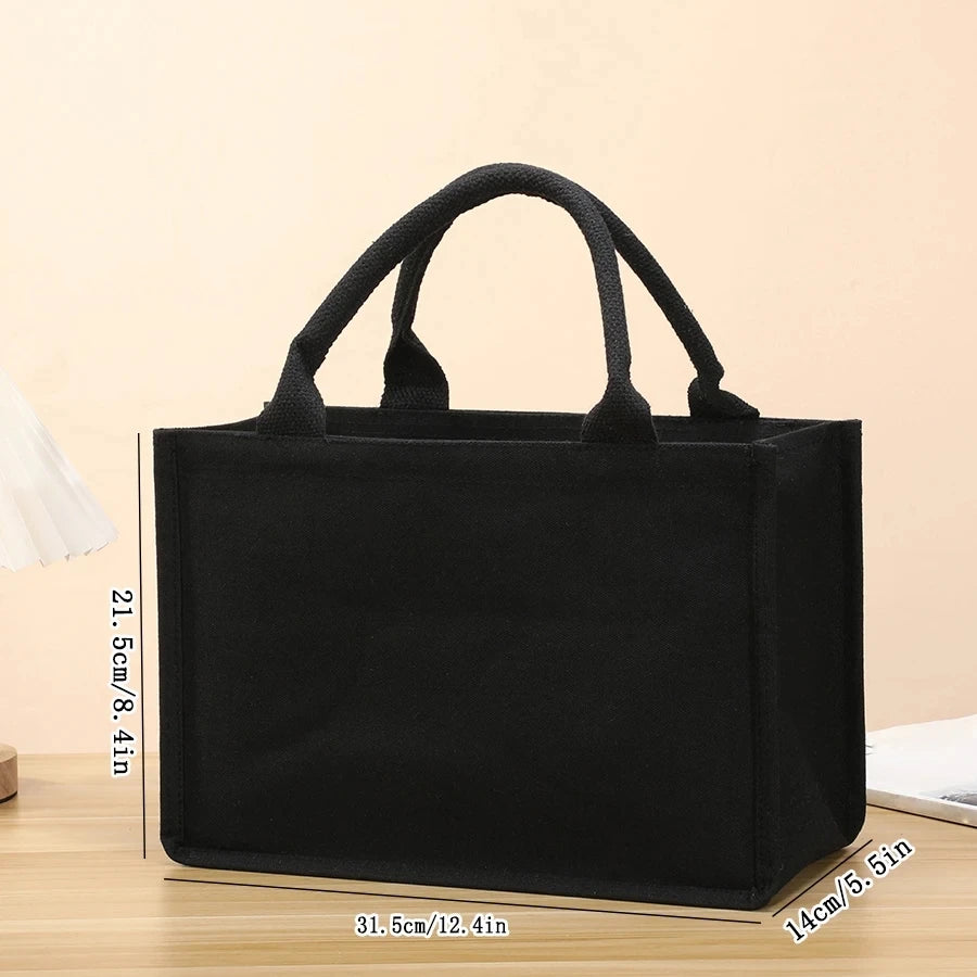 Tote Bag Canvas Noir Unisexe — Grande Capacité, Format Carré & Rectangulaire | CLEVI Paris