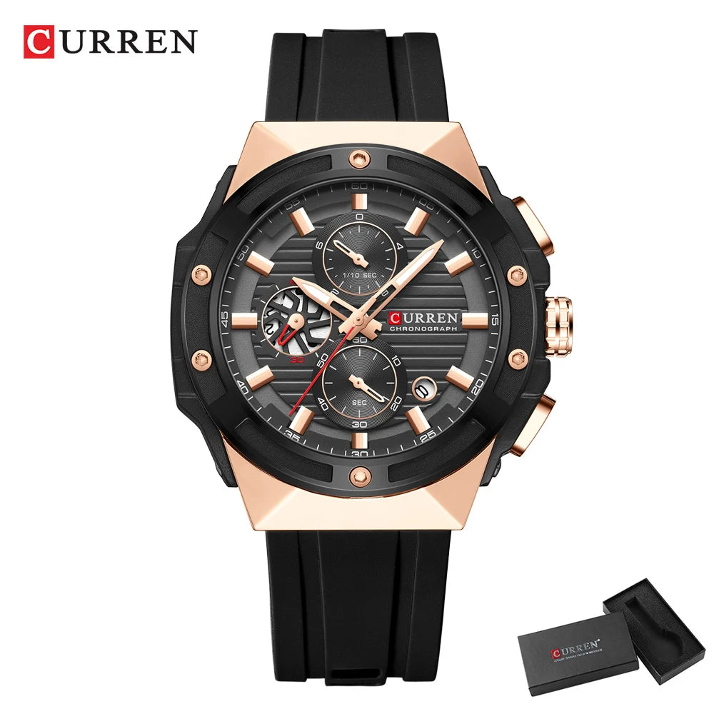CURREN Montre Quartz Homme Chronographe Silicone Lumineux 45mm Sport – CLEVI Paris
