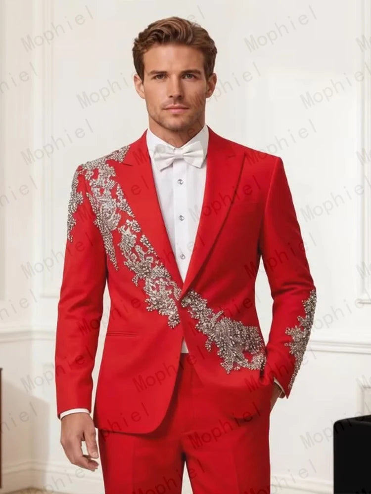 Costume homme 2 pièces floral brodé – CLEVI Paris