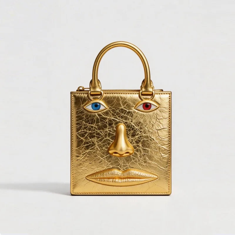 Sac À Main Femme Motif Visage Bijoux Bandoulière Dorée 8 Coloris – CLEVI Paris