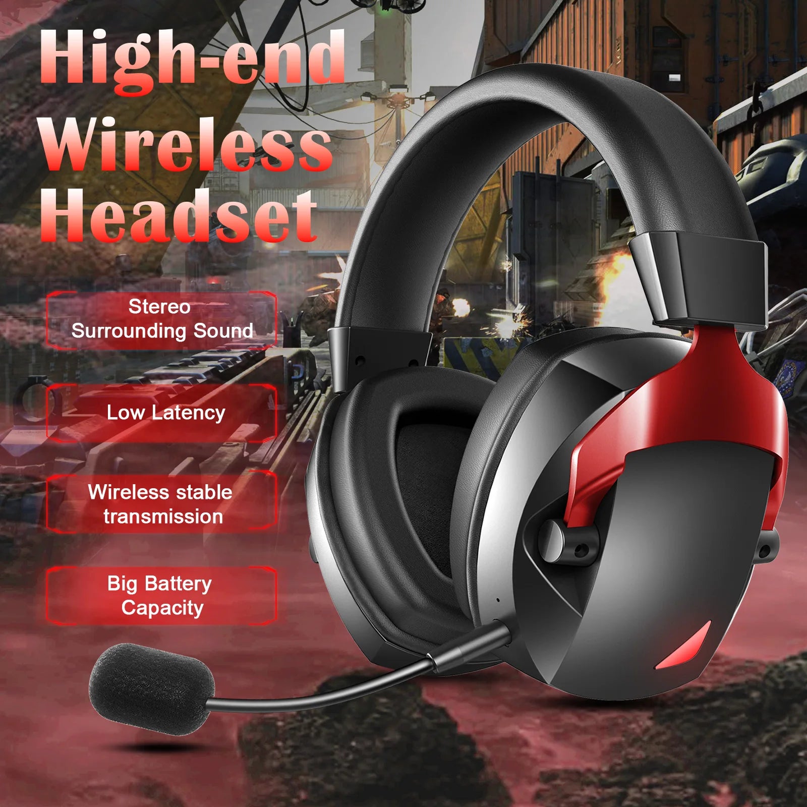 Casque Gaming Sans Fil Acinaci – Micro Détachable, 2.4G / Bluetooth / Jack 3.5mm, 36H