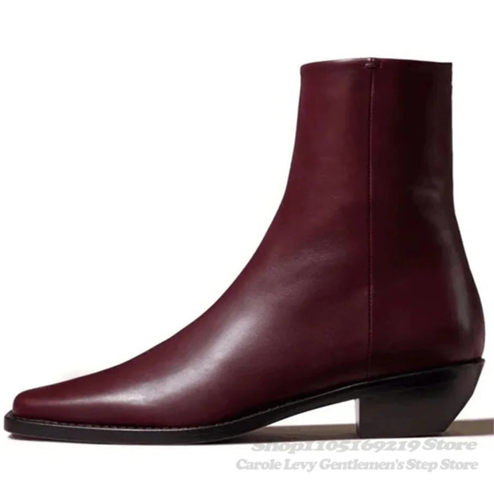 Chelsea Boot Homme Cuir Véritable Bout Pointu – Zip Latéral Fait Main