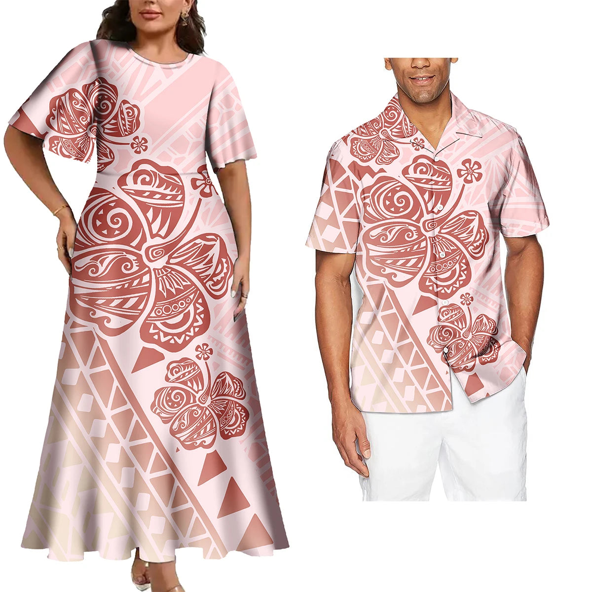 Ensemble Polynésien Tribal Robe & Chemise Hawaïenne Couple – CLEVI Paris