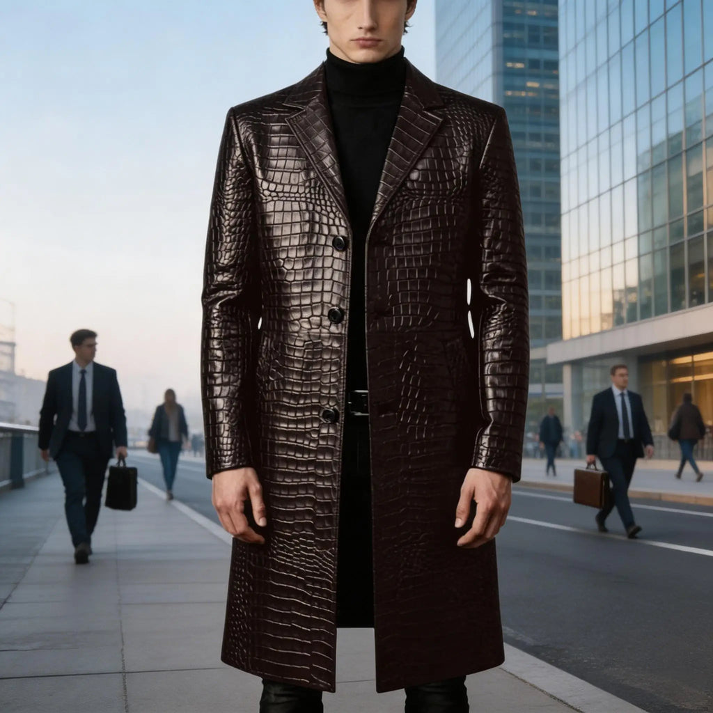 Manteau homme effet crocodile coupe ajustée – CLEVI Paris