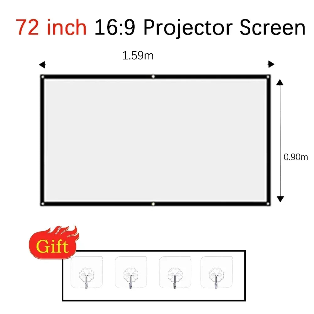 Toile de Projection à Suspendre 16:9 Grise – Anti-Lumière, 60 à 150 Pouces, Home Cinéma & Extérieur – CLEVI Paris