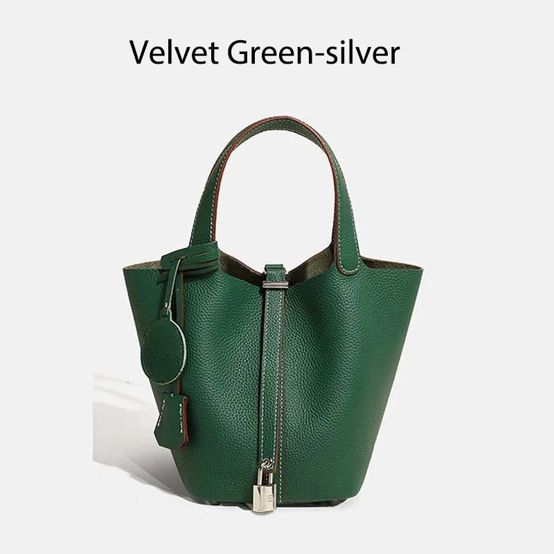 Sac Seau Femme Cuir Véritable TOGO Cadenas & Foulard Décoratif – CLEVI Paris