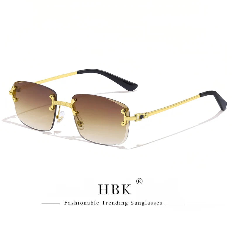 Lunettes de Soleil Carrées Sans Monture Femme HBK – Verres Dégradés UV400 – CLEVI Paris