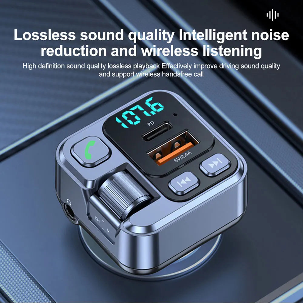 Transmetteur FM Bluetooth 5.1 Voiture Kebidumei – Charge Rapide 20W USB-C, Mains Libres, Lecteur MP3, Affichage Tension