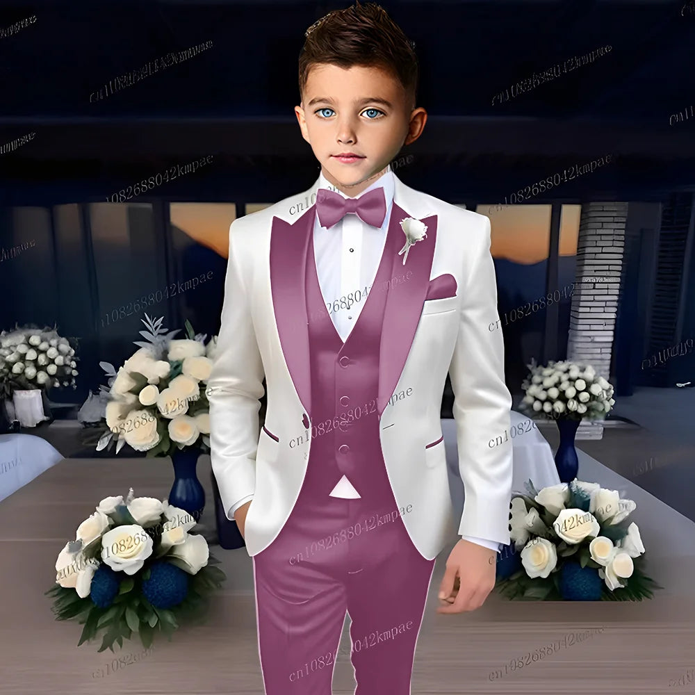 Costume 3 Pièces Garçon Mariage Cérémonie Blazer Gilet Pantalon 13 Coloris – CLEVI Paris