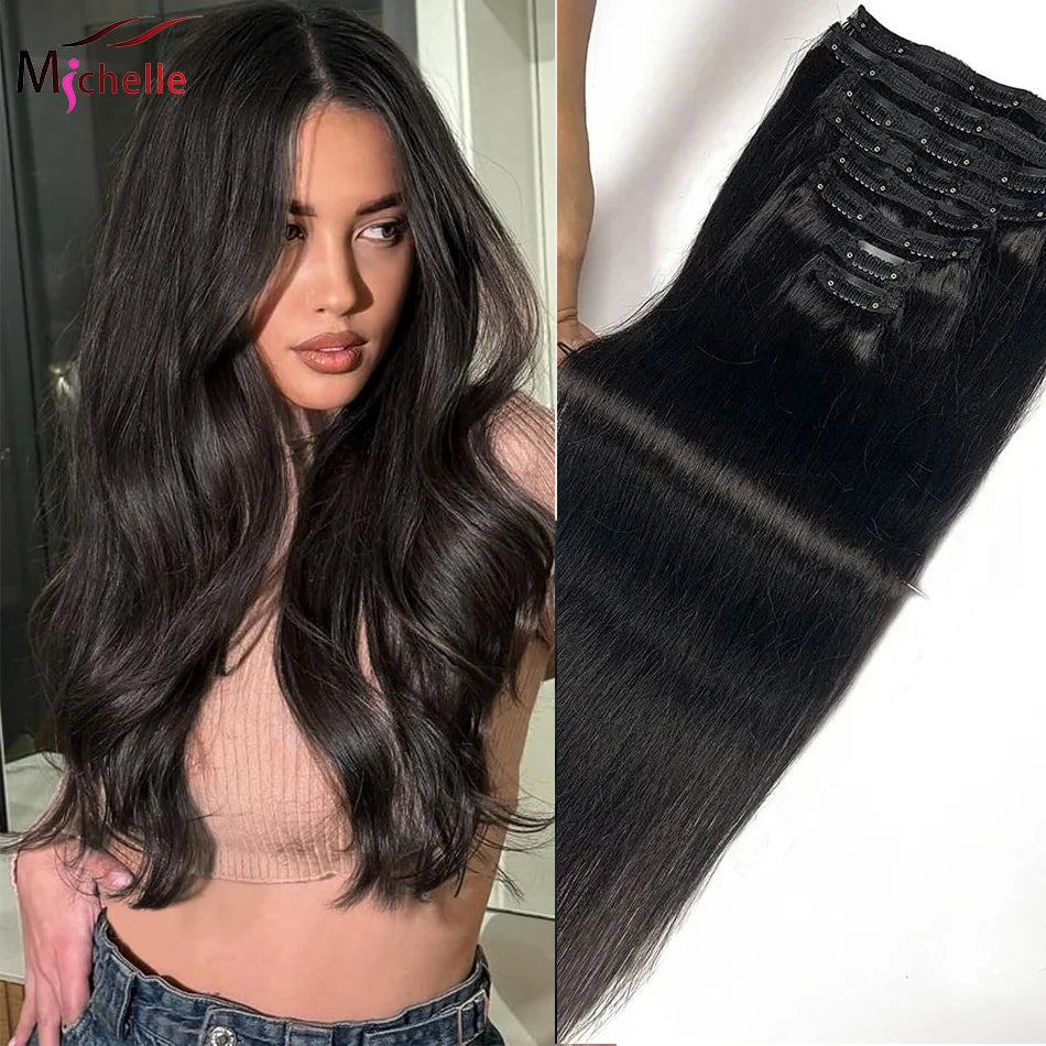 Extensions clip-in lisses, cheveux humains – CLEVI Paris