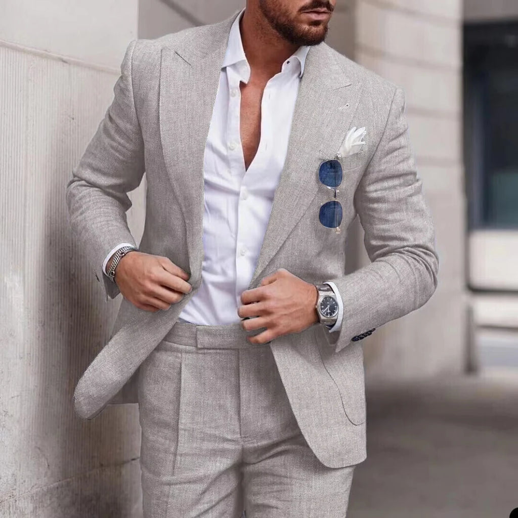 Costume Lin Homme 2 Pièces Coupe Ajustée – CLEVI Paris