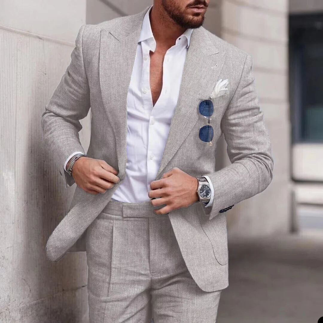 Costume Lin Homme 2 Pièces Coupe Ajustée – CLEVI Paris