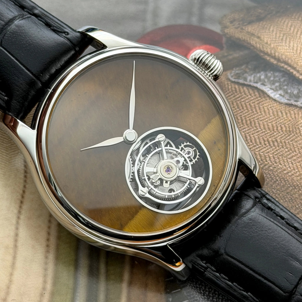 Montre Mécanique Tourbillon MERKUR Cadran Pierre Naturelle Saphir – CLEVI Paris