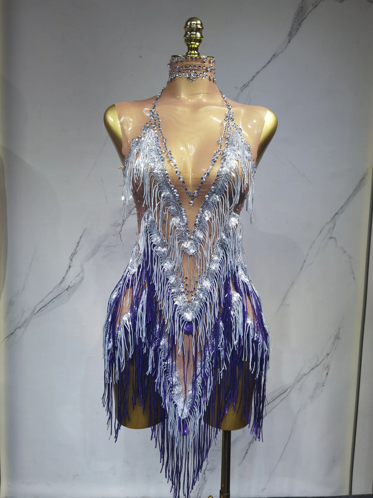 Robe de danse latine à franges – CLEVI Paris