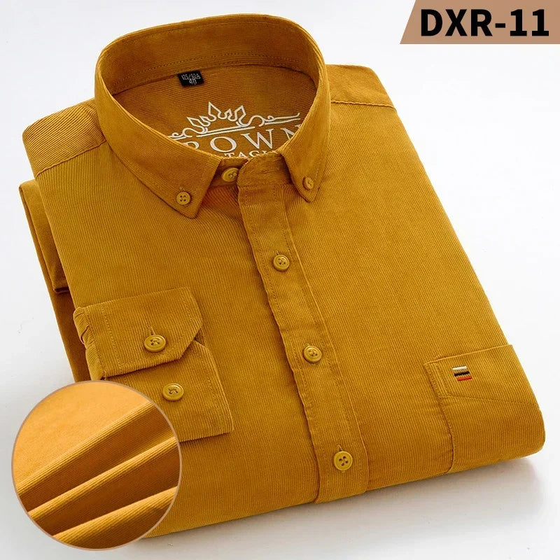 Chemise Corduroy Homme Grande Taille 100% Coton Manches Longues – S à 7XL – CLEVI Paris