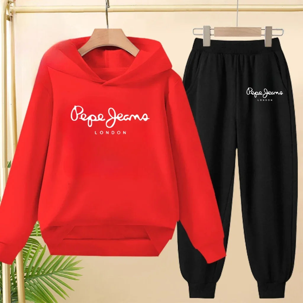 Ensemble Sweat à Capuche + Pantalon Enfant 3-13 Ans – Imprimé Lettres, Unisexe, Toutes Saisons – CLEVI Paris