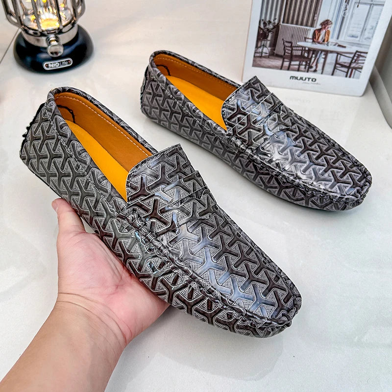 Mocassins Homme Cuir Fendu Slip-On | Orange, Or, Gris, Vert, Noir – CLEVI Paris