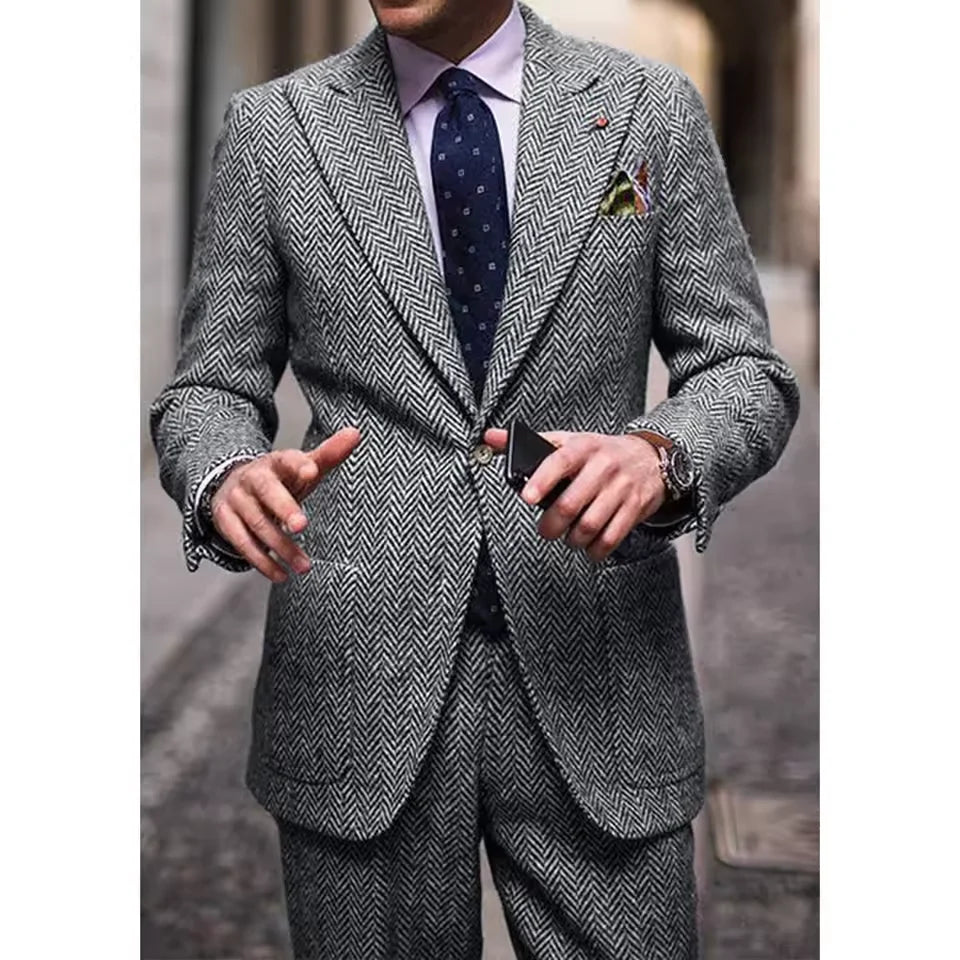 Costume 2 Pièces Homme à Chevrons Coupe Cintrée – CLEVI Paris
