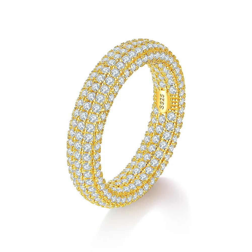 Bague Mixte ROBUKF RMR-016 – Full Moissanite ou Zircon 1,1mm, Argent 925 Plaqué Or 18K, Coupe Brillante, Tailles 5-12 – CLEVI Paris