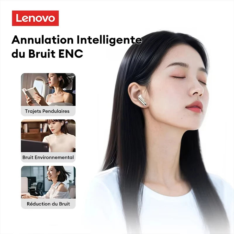 Lenovo LE208 Écouteurs TWS Bluetooth 6.0 ENC 36h Faible Latence 38ms – CLEVI Paris