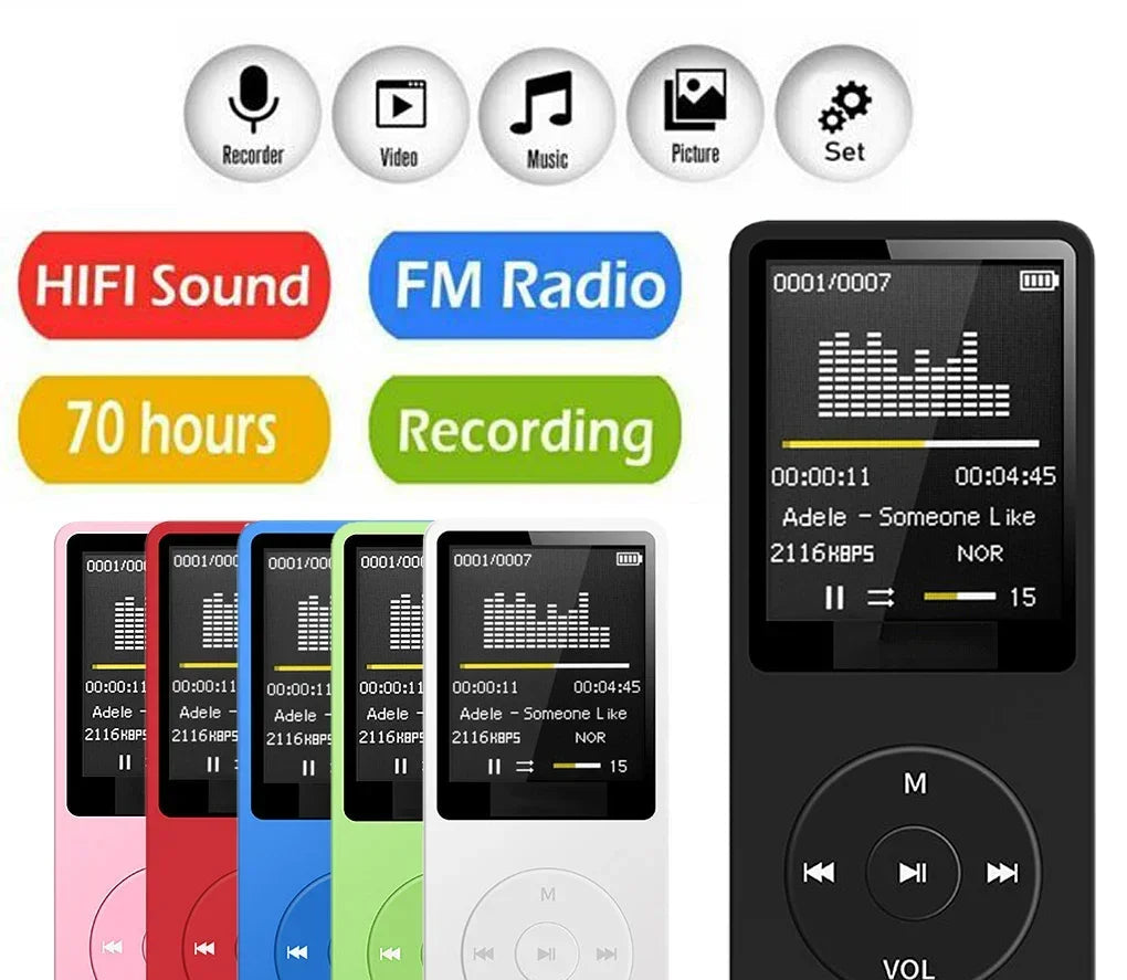 Lecteur MP3 Ultra-Slim Bluetooth FLAC FM TF 128Go 10h Sport Walkman – CLEVI Paris