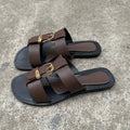 Sandales femme marron à deux brides – CLEVI Paris