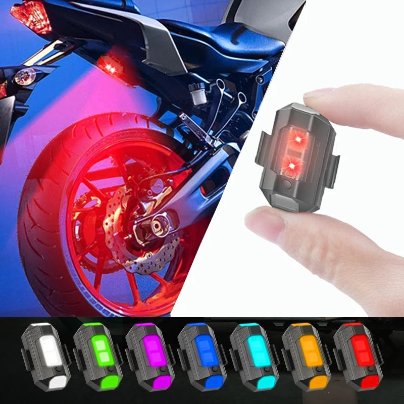 Feux Stroboscopiques LED 7 Couleurs USB – Anti-Collision, 30 Modes, 8h Autonomie – Moto, Vélo & Drone – CLEVI Paris