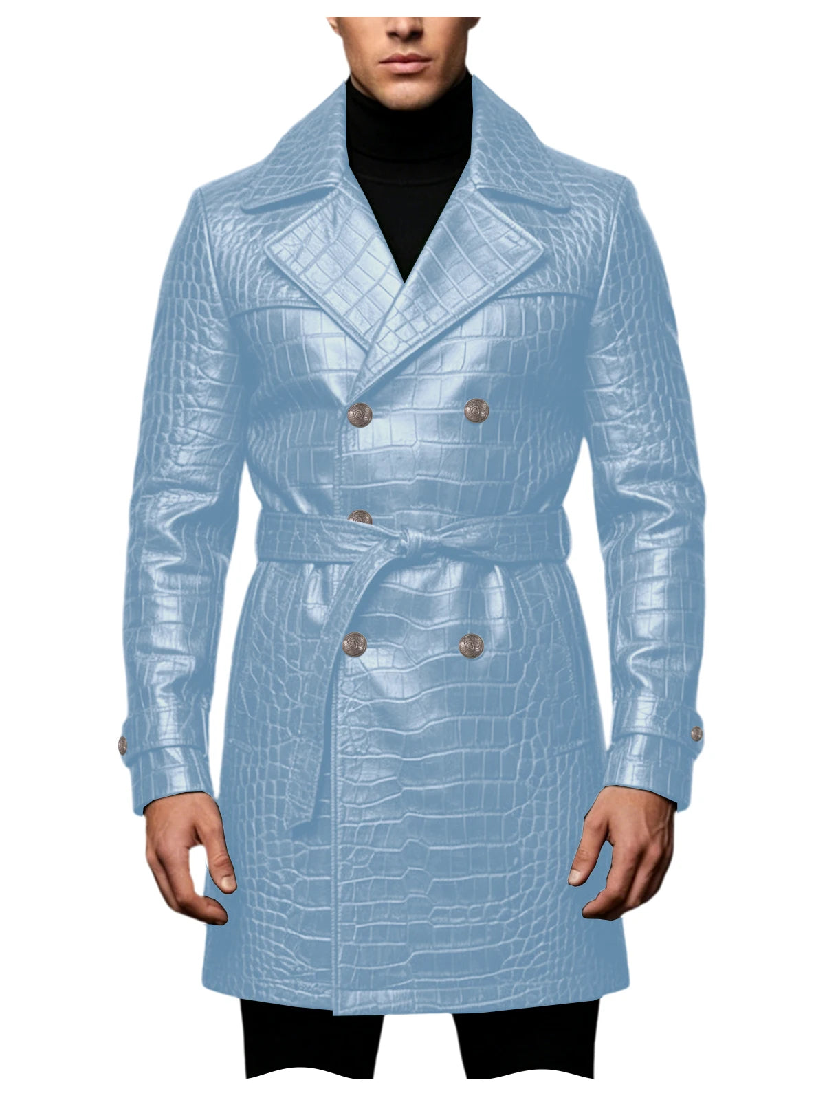 Manteau homme effet croco double boutonnage – CLEVI Paris