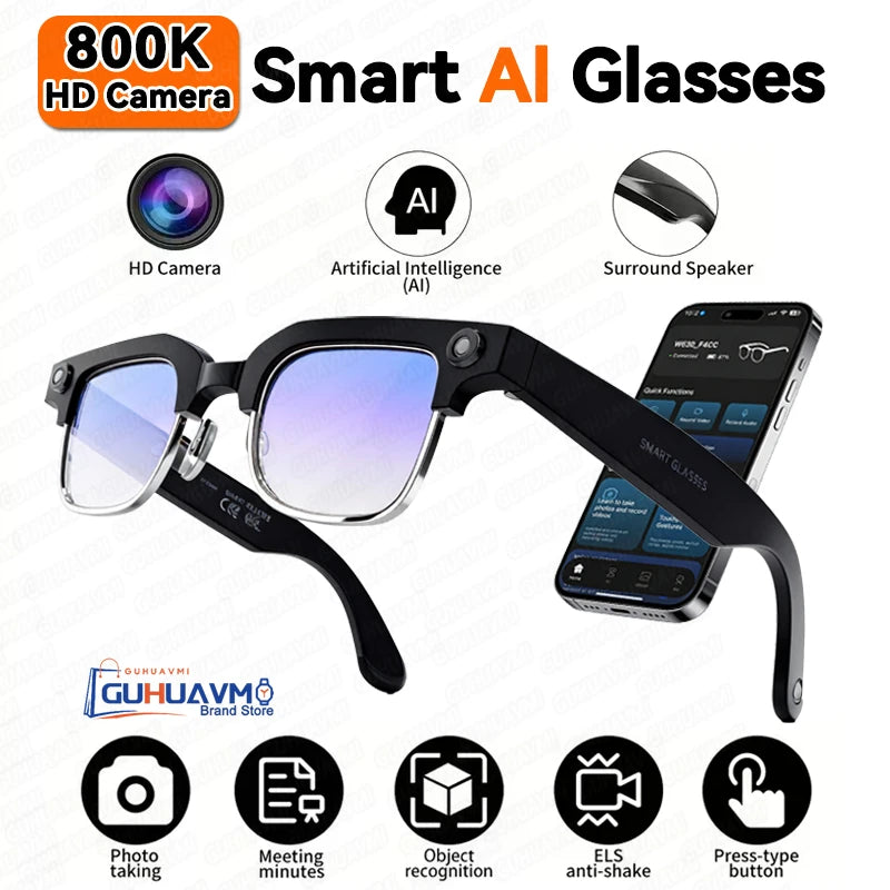 Lunettes Intelligentes AI GUHUAVMI W630 Double Caméra 8MP Wi-Fi Assistant Vocal – CLEVI Paris
