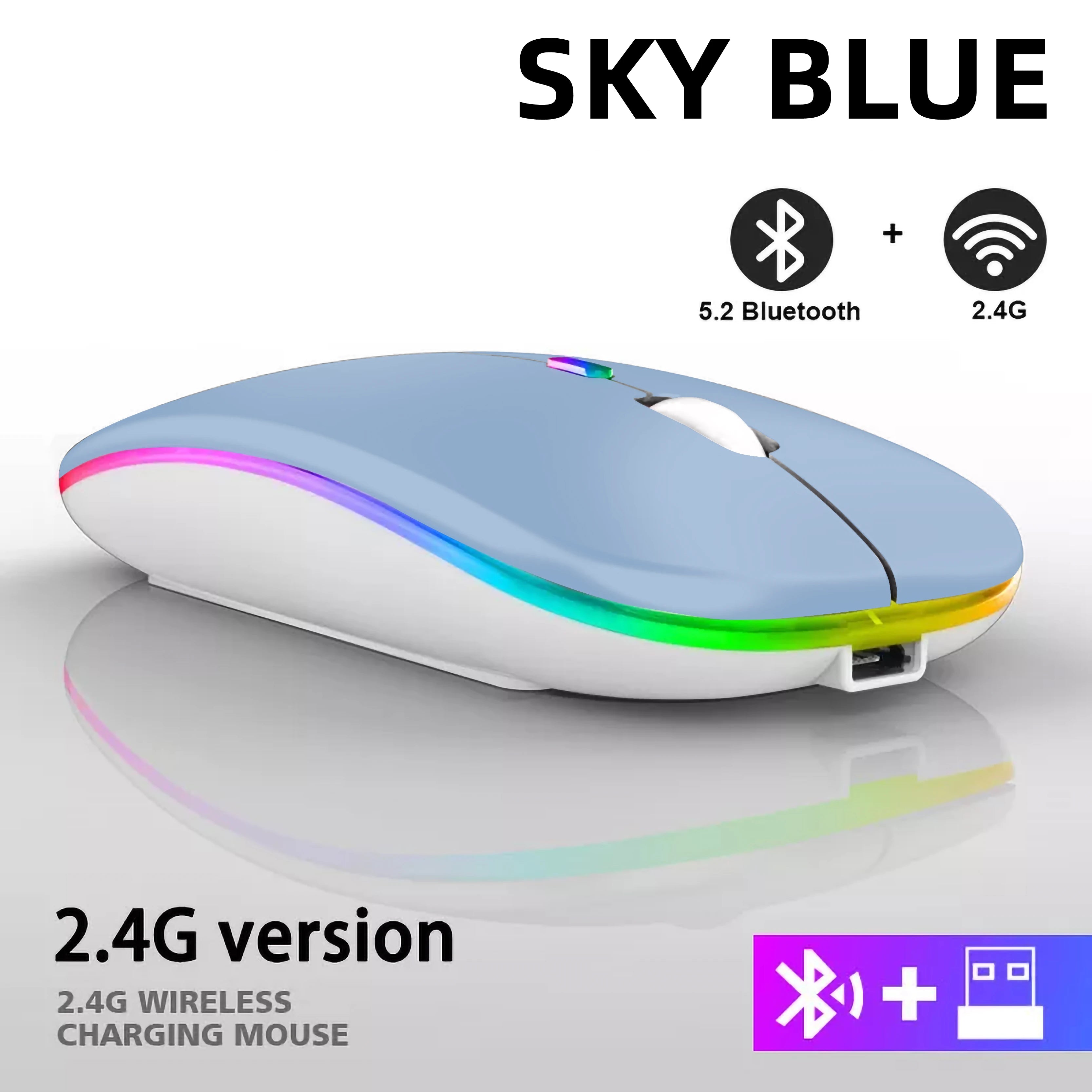 Souris Bluetooth Sans Fil HXSJ — Double Mode 2.4GHz, RGB, 1600 DPI, Rechargeable, PC & Mac | CLEVI Paris