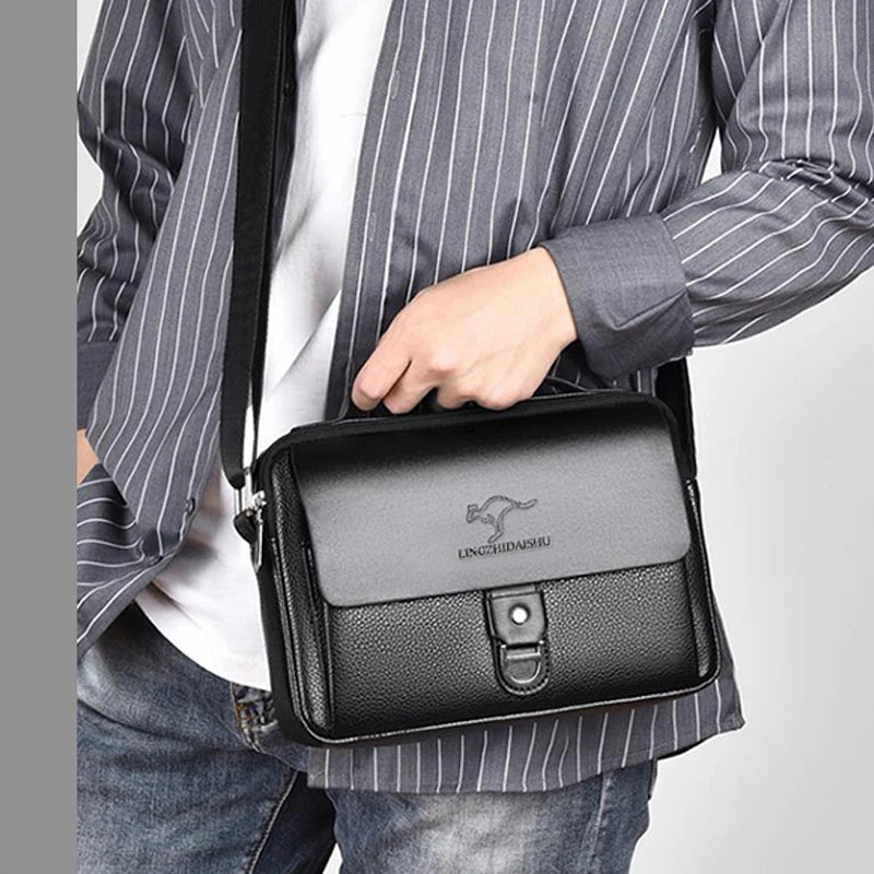 Sacoche Homme Cuir PU – Sac Bandoulière Réglable, Léger & Imperméable