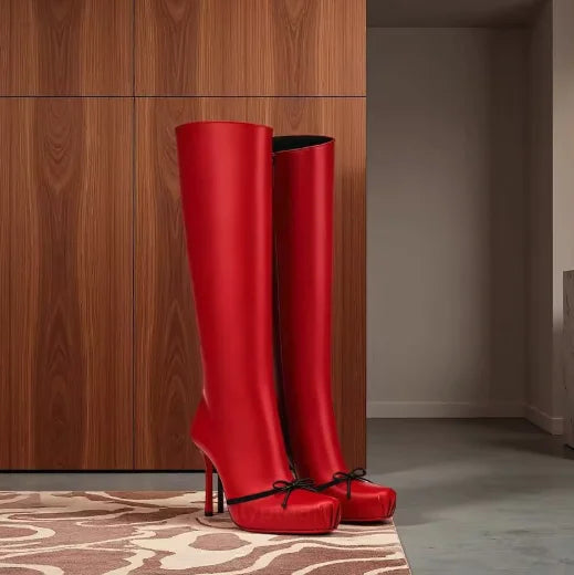 Bottes Cuissardes Femme Sestito – Talon Aiguille Bout Carré Zip Style Ballet