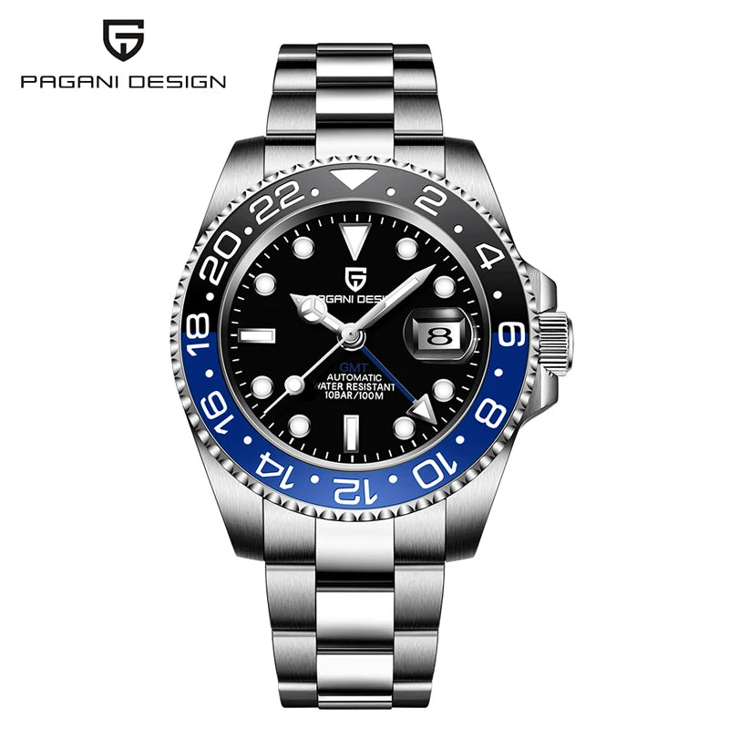 Montre GMT Automatique Homme Pagani Design PD-1662 Saphir Lunette Céramique 100m – CLEVI Paris