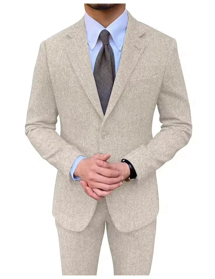 Costume homme 3 pièces classique à chevrons – CLEVI Paris