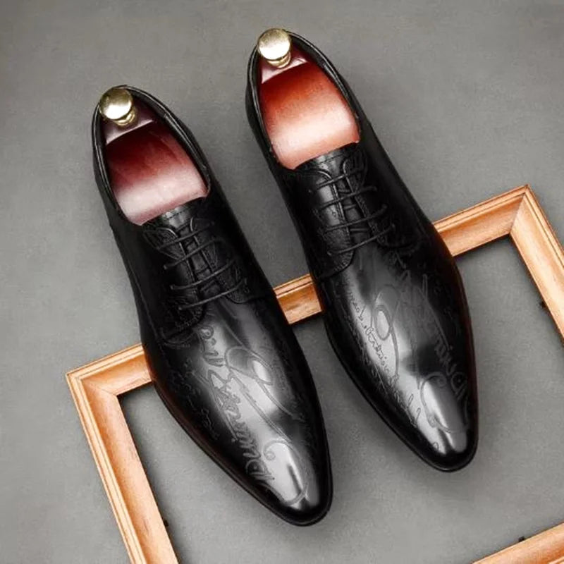 Derby Homme Cuir Véritable Business Mariage Bout Pointu – CLEVI Paris