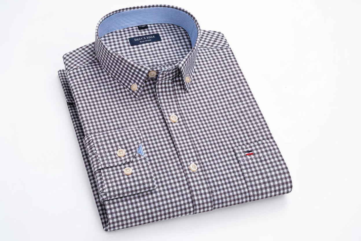 Chemise Oxford Homme Manches Longues Rayée Casual 100% Coton – Tailles 38-47 – CLEVI Paris