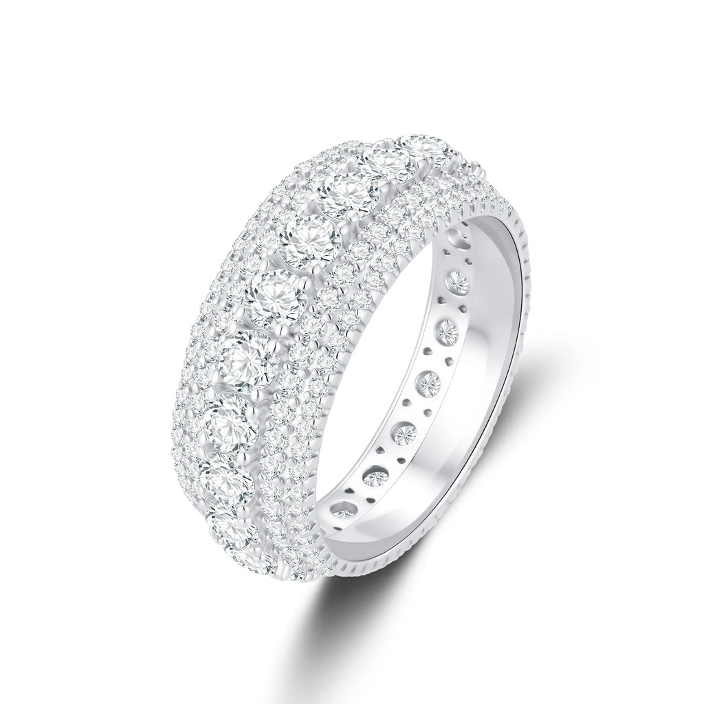 Bague Cocktail Triple Rang Moissanite Pavé – CLEVI Paris