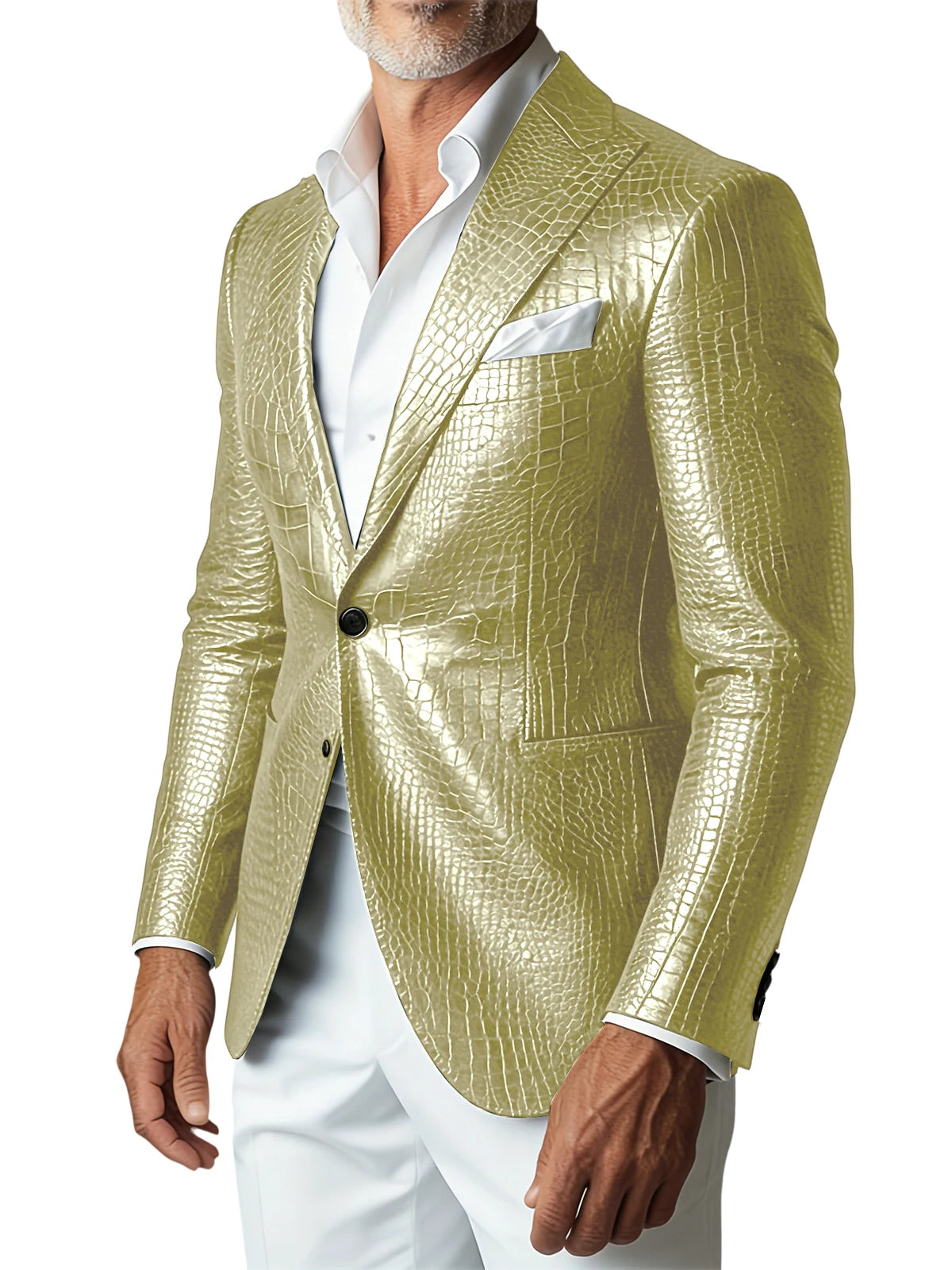 Veste homme en similicuir effet crocodile – CLEVI Paris